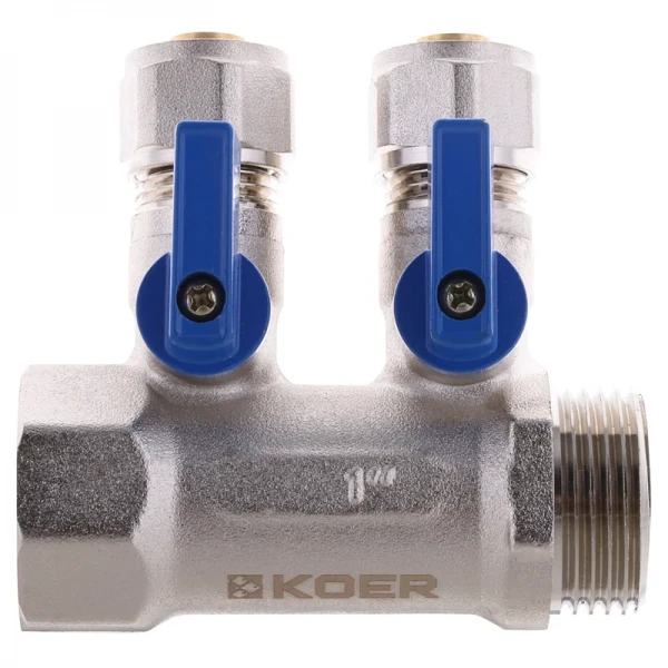 Колектор з кульовими кранами і фитингом Koer KR.1126-2 1