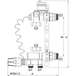 Смесительный узел для коллекторов с нижним подключением Koer KR.1022 1” (без насоса) (KR2841)