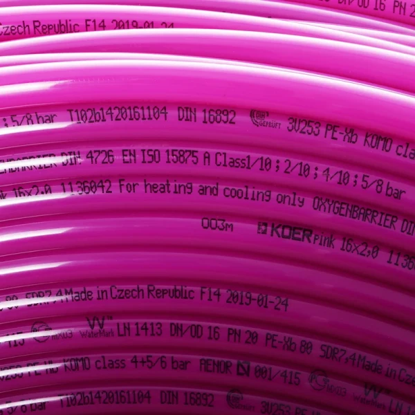 Труба для теплого пола с кислородным барьером Koer PEX-B EVOH 16*2,0 (pink) (600 м) (KR2853)