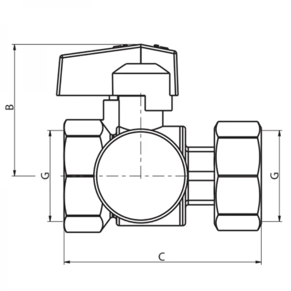 Кран ГГБ с накидной гайкой с термометром Koer KR.1034 - 1" прямой (KR2892)
