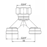 Разделит. узел (с ЕВРОКОНУСАМИ) для подкл. 2-х контуров отопления Koer KR.1150 - 3/4”x16 (KR2895)