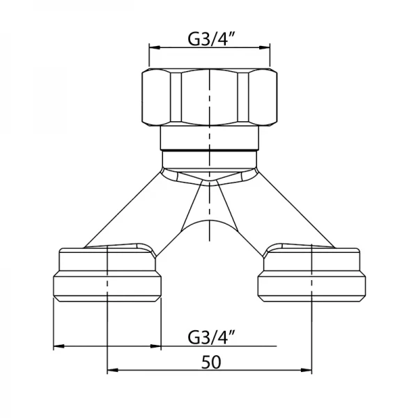 Разделит. узел (с ЕВРОКОНУСАМИ) для подкл. 2-х контуров отопления Koer KR.1150 - 3/4”x16 (KR2895)