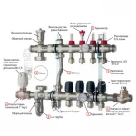 Коллектор со встроенным смесит. узлом Koer KR.S1011-5 1"х5 SUS304 и евроконусами 3/4-16 (KR2928)