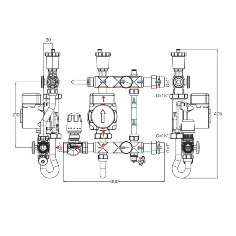 Змішувальний вузол Koer KR.S1021 (з байпасом) 1 "НР SUS304 (KR2955)