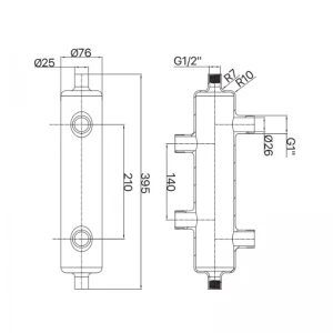 Гидрострелка Koer KR.S1031 2/2 (с воздухоотвод. и дренаж. краном) 1" НР SUS304 (KR2958)