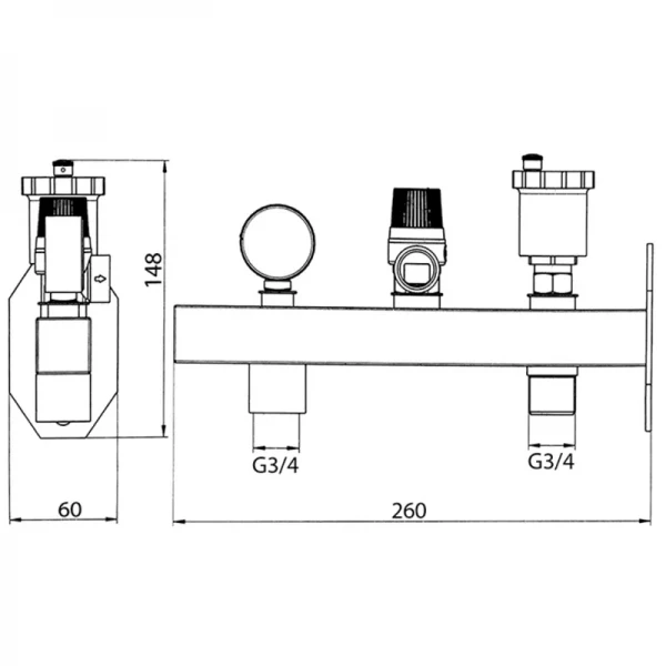 Группа безопасности Koer KR.103 - 3/4 для расширительного бака (KR2963)
