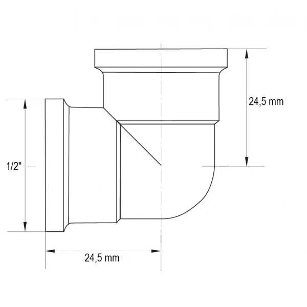 Кут ВВ Koer KF.L06F.WN - 1/2'' (Без нікелю) (KR3027)