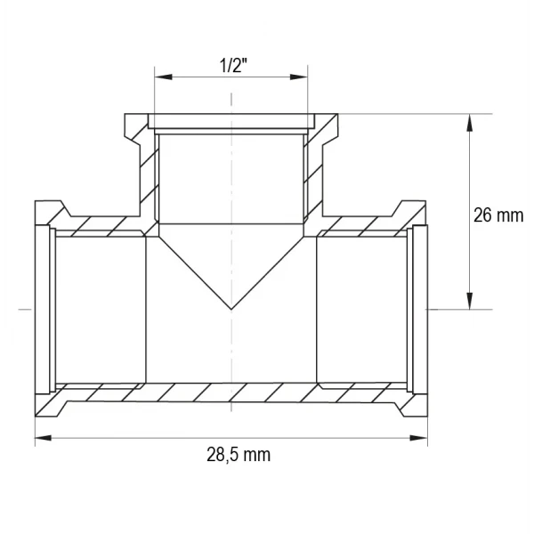 Трійник KOER KF.T06F.WN - 1/2'' FFF (KR3028)