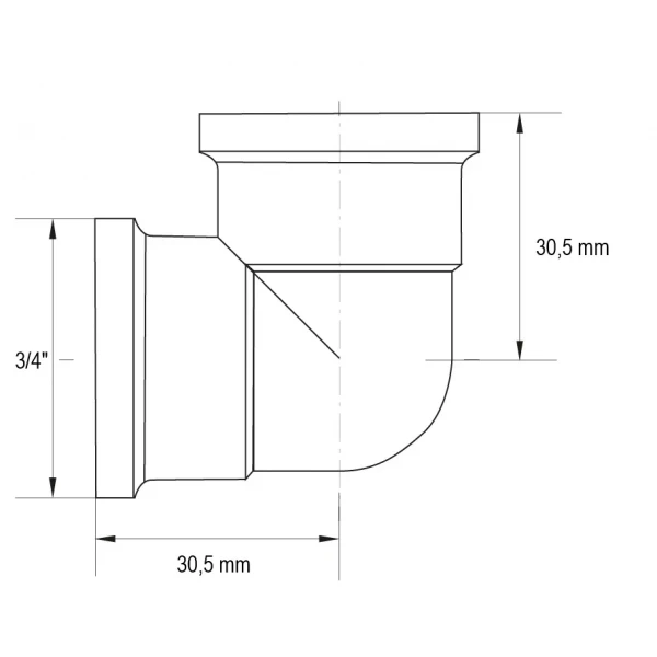 Кут Koer KF.L08F.WN - 3/4'' ВВ (без нікелю) (KR3032)