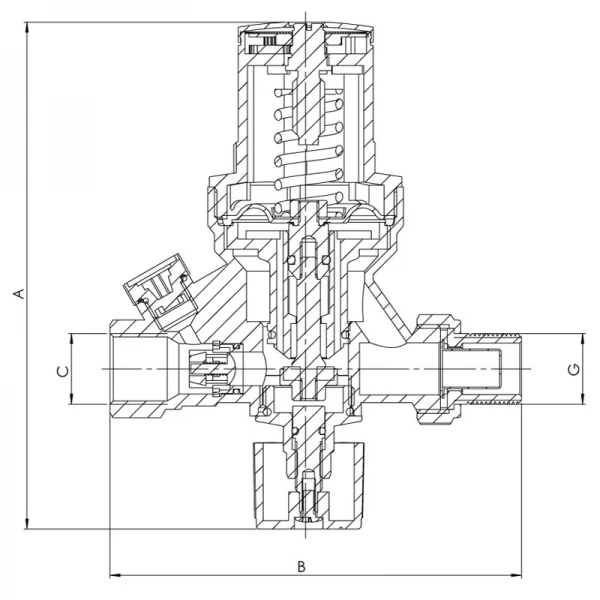 Клапан подпиточный с выходом для подключения манометра 1/2" Koer KR.1259 (KR3102)