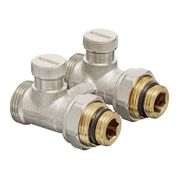 Комплект для нижнего подкл. радиатора Koer SET-22 - 1/2"x3/4" (прямой) с термоголовкой НН (KR3174)