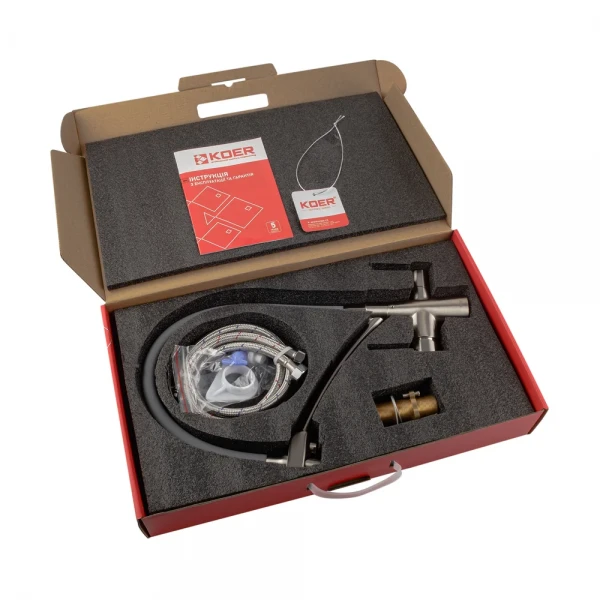 Кухонный смеситель с силик. изливом и вых. для питьевой воды KOER KB-72003-02 (KR3374)