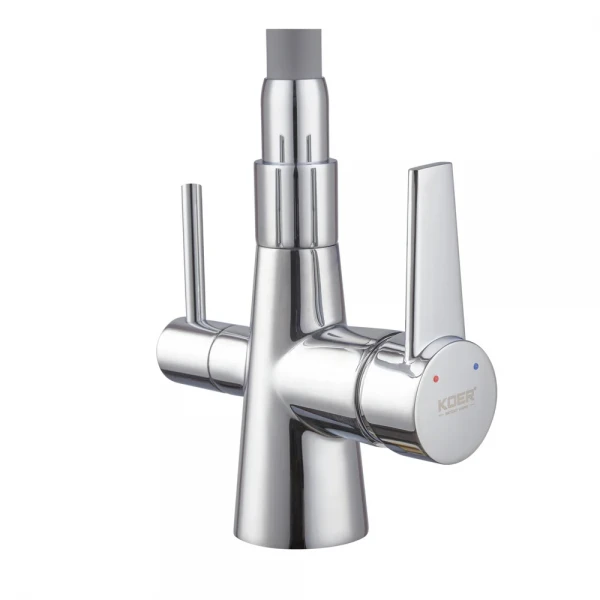 Кухонный смеситель с силик. изливом и вых. для питьевой воды KOER KB-72003-01 (KR3375)