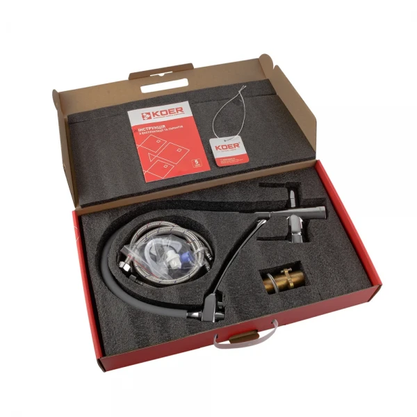 Кухонный смеситель с силик. изливом и вых. для питьевой воды KOER KB-72003-01 (KR3375)