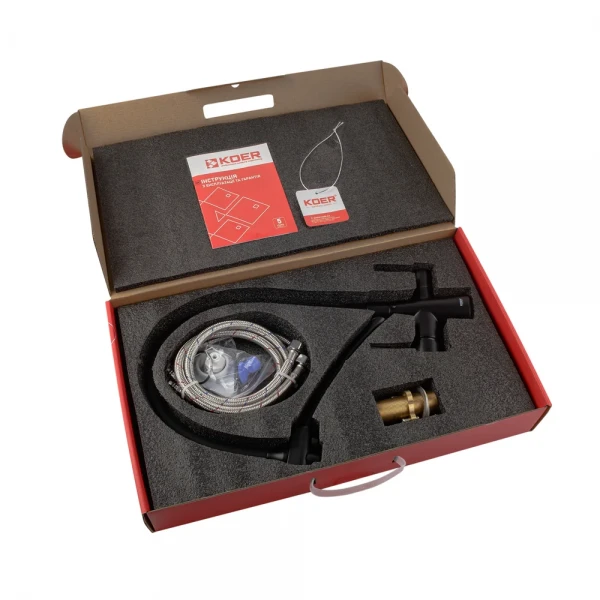 Кухонный смеситель с силик. изливом и вых. для питьевой воды KOER KB-72003-05 (KR3376)