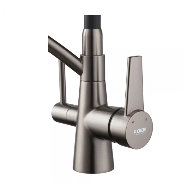 Кухонный смеситель с силик. изливом и вых. для питьевой воды KOER KB-72003-07 (KR3377)