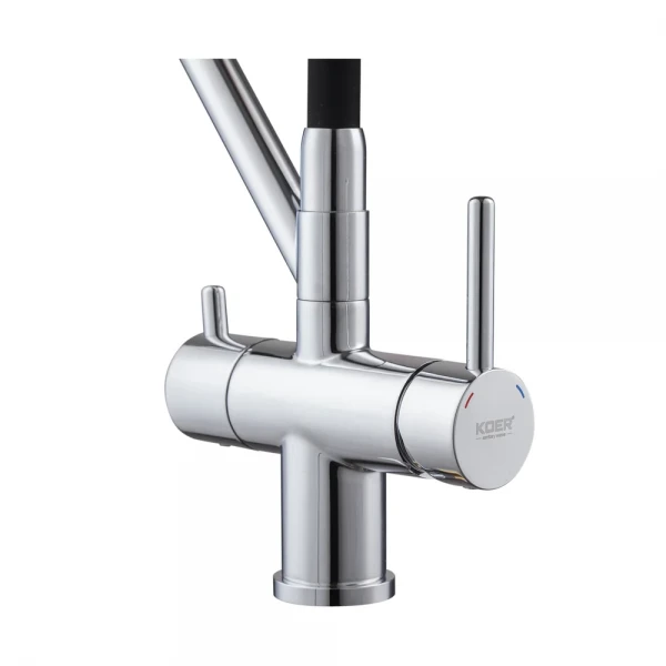 Кухонный смеситель с силик. изливом и вых. для питьевой воды KOER KB-72006-01 (KR3379)