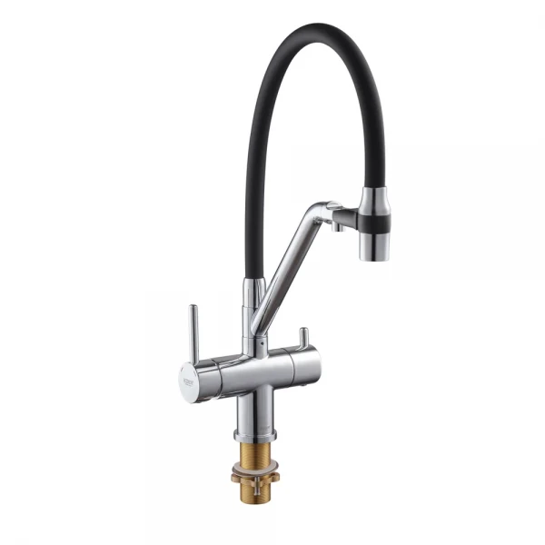 Кухонный смеситель с силик. изливом и вых. для питьевой воды KOER KB-72006-01 (KR3379)