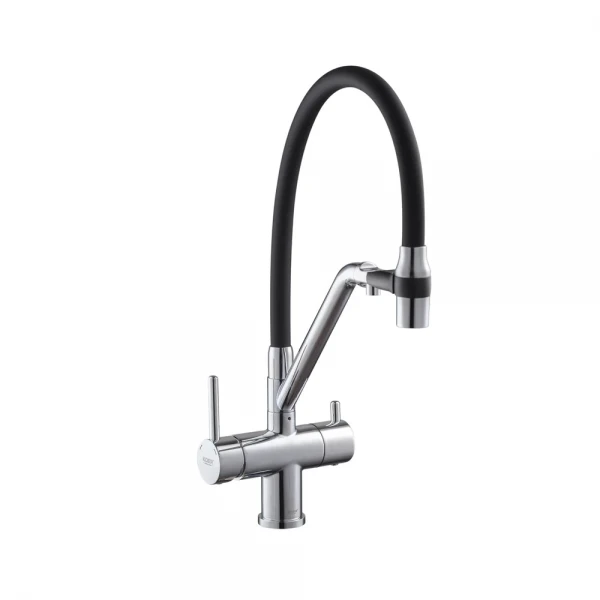 Кухонный смеситель с силик. изливом и вых. для питьевой воды KOER KB-72006-01 (KR3379)
