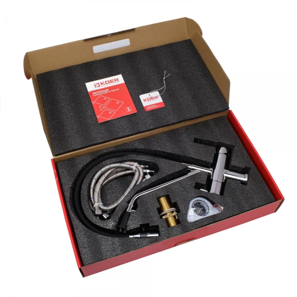 Кухонный смеситель с силик. изливом и вых. для питьевой воды KOER KB-72006-01 (KR3379)