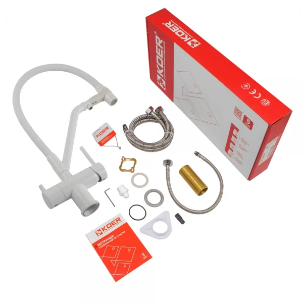 Кухонный смеситель с силик. изливом и вых. для питьевой воды KOER KB-72006-03 (KR3381)