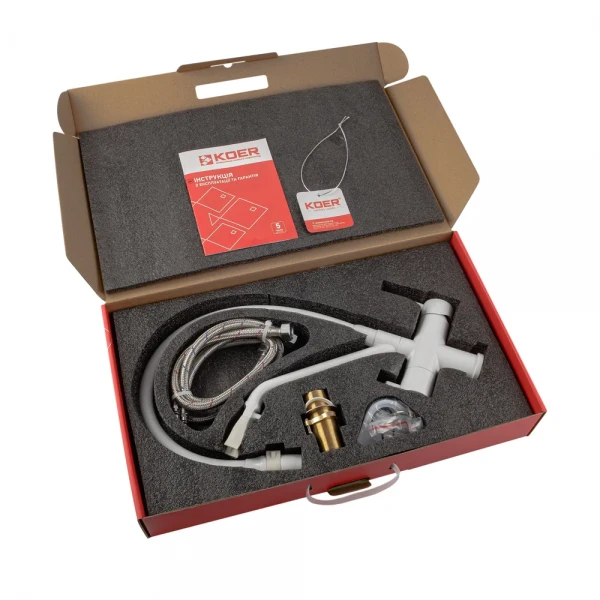 Кухонный смеситель с силик. изливом и вых. для питьевой воды KOER KB-72006-03 (KR3381)