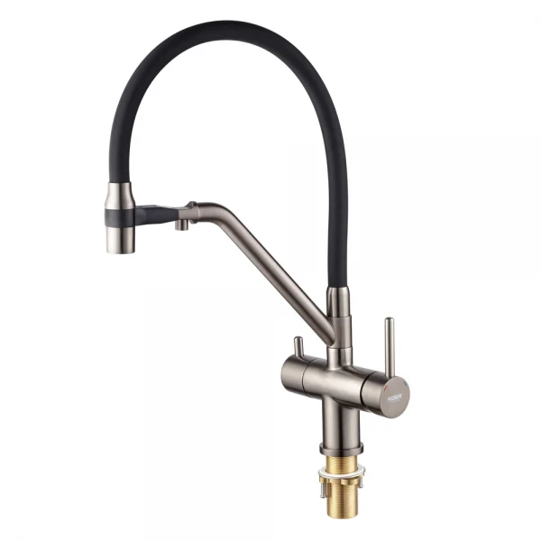 Кухонный смеситель с силик. изливом и вых. для питьевой воды KOER KB-72006-07 (KR3382)
