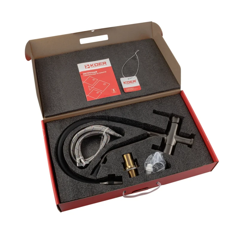 Кухонный смеситель с силик. изливом и вых. для питьевой воды KOER KB-72006-07 (KR3382)