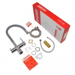 Кухонный смеситель с силик. изливом и вых. для питьевой воды KOER KB-72002-01 (KR3383)