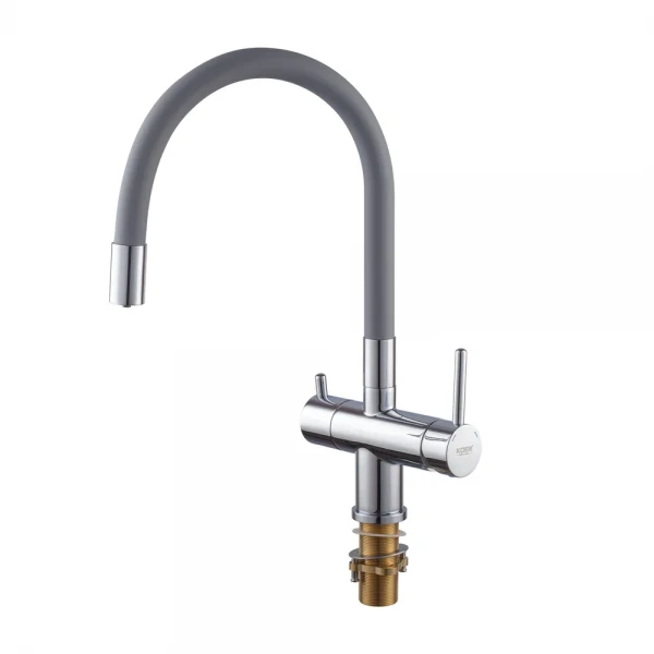 Кухонный смеситель с силик. изливом и вых. для питьевой воды KOER KB-72002-01 (KR3383)