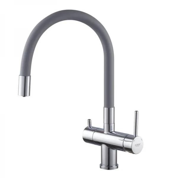 Кухонный смеситель с силик. изливом и вых. для питьевой воды KOER KB-72002-01 (KR3383)