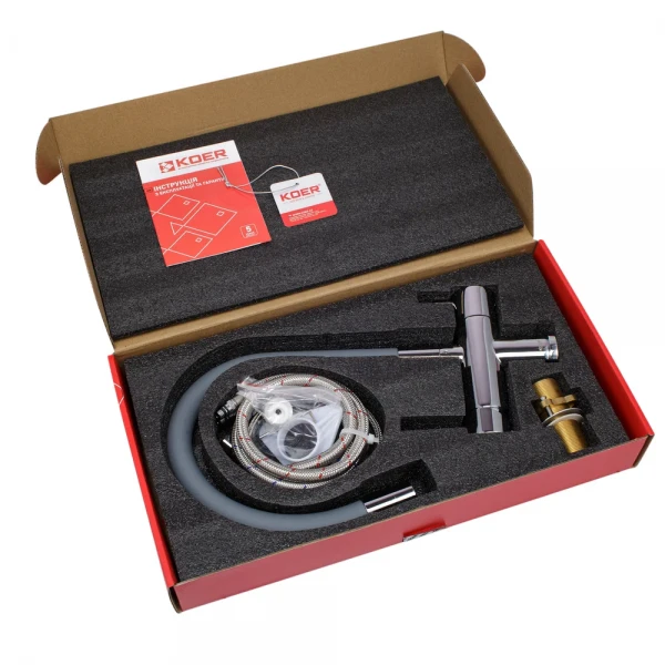 Кухонный смеситель с силик. изливом и вых. для питьевой воды KOER KB-72002-01 (KR3383)