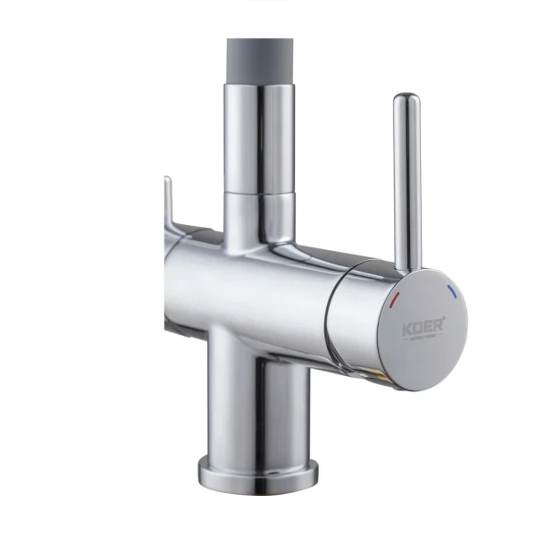 Кухонный смеситель с силик. изливом и вых. для питьевой воды KOER KB-72002-01 (KR3383)