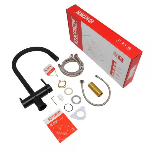 Кухонный смеситель с силик. изливом и вых. для питьевой воды KOER KB-72002-05 (KR3384)