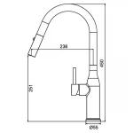 Кухонный смеситель с выдвижным изливом KOER KI-70004-02 (нерж. сталь) (KR3385)