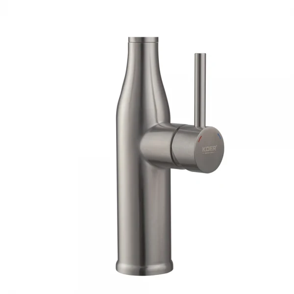 Кухонный смеситель с силиконовым изливом KOER KI-70005-02 (нерж. сталь) (KR3388)