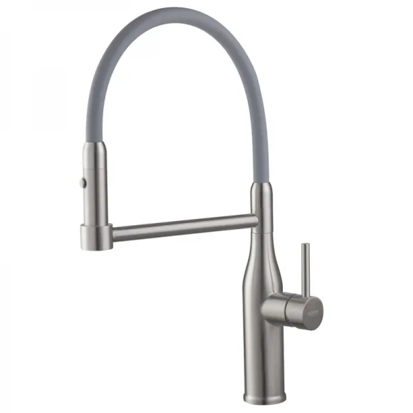 Кухонный смеситель с силиконовым изливом KOER KI-70005-02 (нерж. сталь) (KR3388)