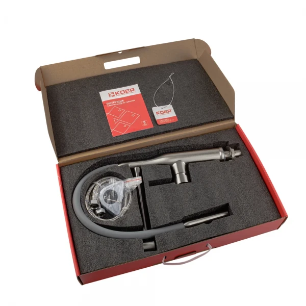 Кухонный смеситель с силиконовым изливом KOER KI-70005-02 (нерж. сталь) (KR3388)