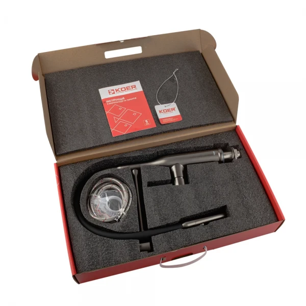 Кухонный смеситель с силиконовым изливом KOER KI-70005-07 (нерж. сталь) (KR3389)