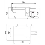 Змішувач з гігієн. душем, тримачем рушника і кам'ян. поличкою KOER KB-25101-01 (KR3390)