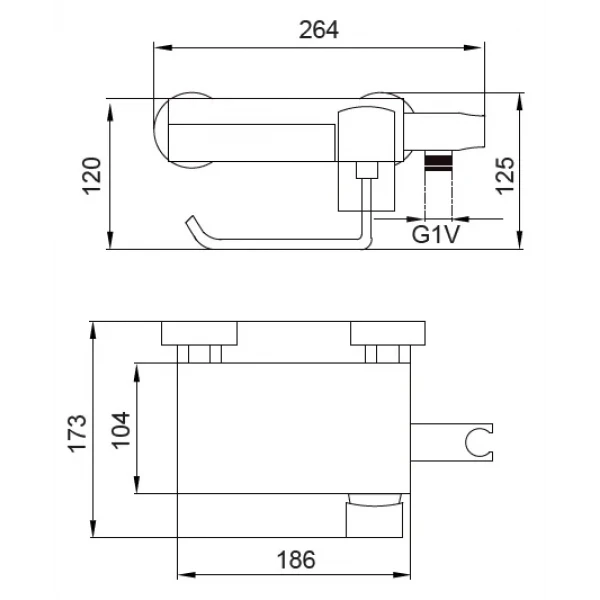 Змішувач з гігієн. душем, тримачем рушника і кам'ян. поличкою KOER KB-25101-01 (KR3390)