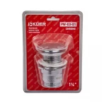 Донный клапан для умывальника с переливом Koer PW-03-01 1 1/4'' (кнопка) (Цвет хром) (KR3394)