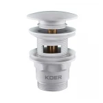 Донный клапан для умывальника с переливом Koer PW-03-03 1 1/4'' (кнопка) (Белый) (KR3395)