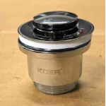 Донний клапан для раковини універсальний (з/без переливу) Koer PW-02-01 автоматичний (Click-Clack) (Колір хром) 1 1/4'' (KR3399)