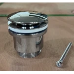 Донний клапан для раковини універсальний (з/без переливу) Koer PW-01-01 автоматичний (Click-Clack) (Колір хром) 1 1/4'' (KR3400)
