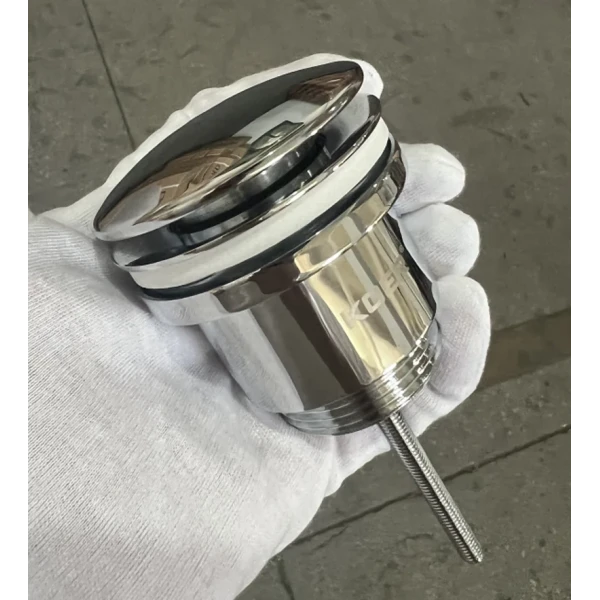 Донний клапан для раковини універсальний (з/без переливу) Koer PW-01-01 автоматичний (Click-Clack) (Колір хром) 1 1/4'' (KR3400)