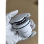 Донний клапан для раковини універсальний (з/без переливу) Koer PW-01-03 автоматичний (Click-Clack) (Колір білий) 1 1/4'' (KR3402)