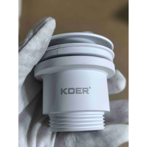 Донний клапан для раковини універсальний (з/без переливу) Koer PW-01-03 автоматичний (Click-Clack) (Колір білий) 1 1/4'' (KR3402)