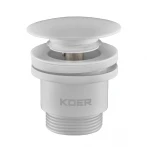 Донний клапан для умивальника Koer PW-01-03 1 1/4'' (кнопка) (Білий) (KR3402)