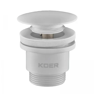 Донний клапан для умивальника Koer PW-01-03 1 1/4'' (кнопка) (Білий) (KR3402)
